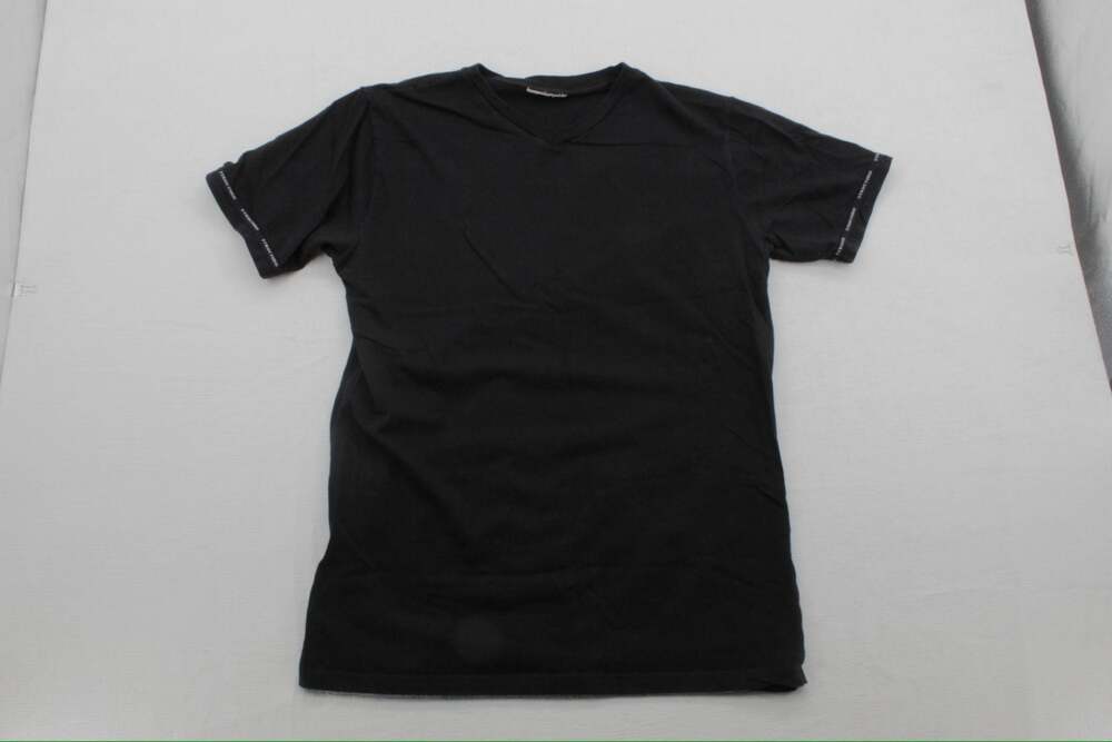 Structure Men's Black V-Neck Short Sleeve T-Shirt with Logo Trim